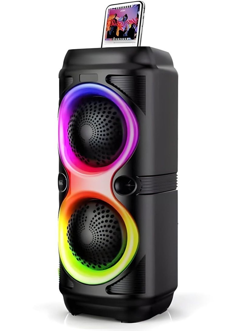 Bluetooth Subwoofer 2 speakers with External Microphone- with two speakers - Multimedia Speaker - Portable Wireless Speaker with RGB LED Light and Rechargeable Battery for Smartphones, TV, Tablets, and Computers - Wireless Speaker - Image 4