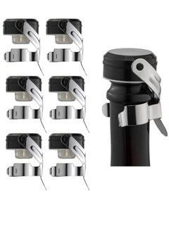 Generic Champagne Wine Bottle Stoppers Stainless Steel with Food Grade Silicone, Leak Proof Keep Fresh Reusable Saver, Cork Suitable for Wine, Champagne, Cava, Prosecco and Sparkling 6 Pack Silver  - Image 1