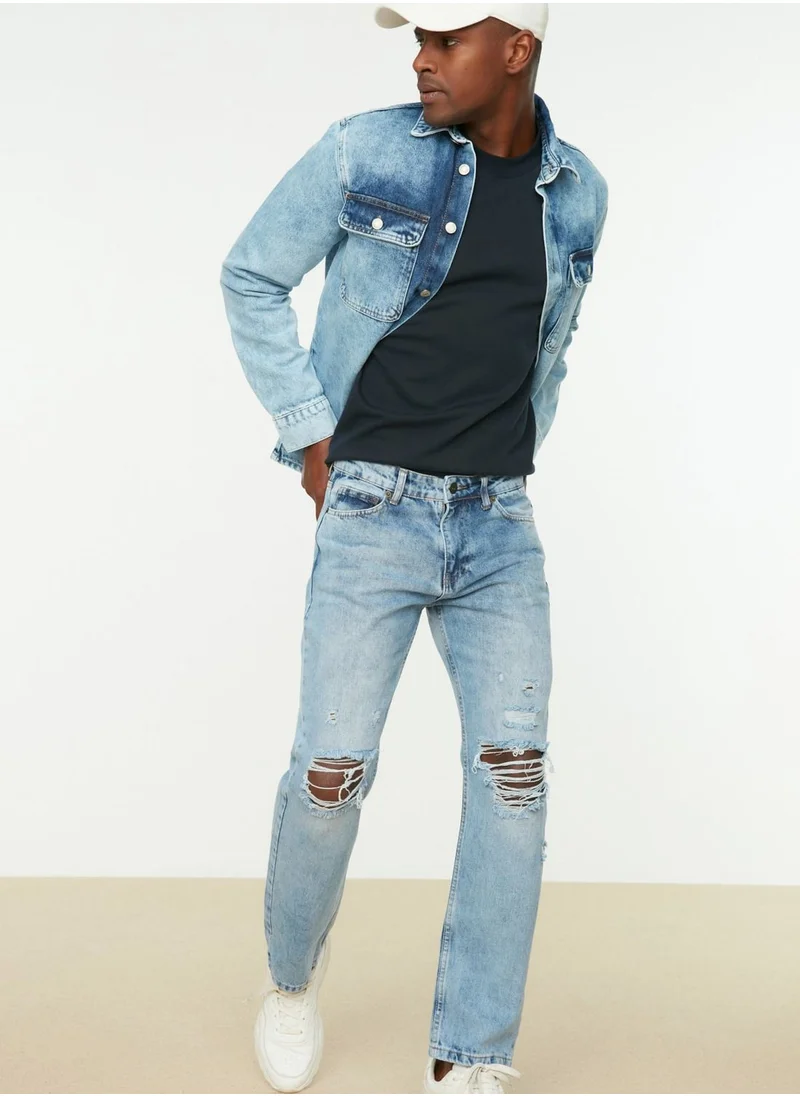 trendyol Distressed Straight Fit Jeans