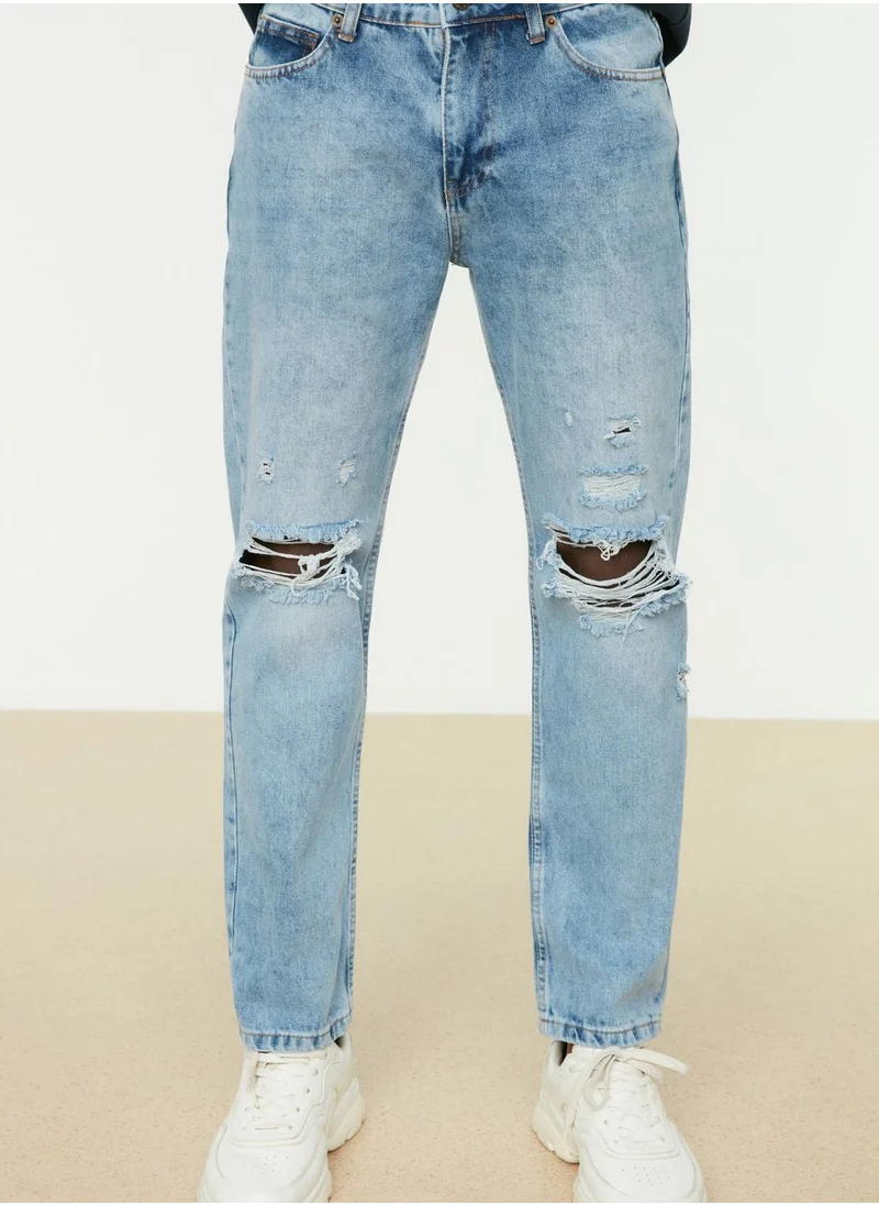 trendyol Distressed Straight Fit Jeans