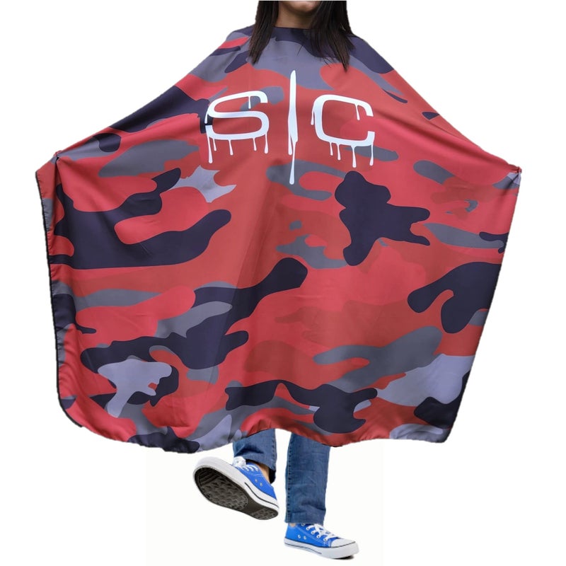 Stylecraft Professional Barber Water Resistant Hair Cutting Cape One Size (Red Camo)â€¦ - Image 1