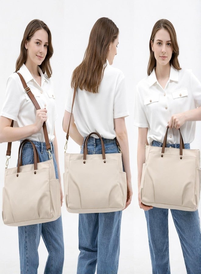 LATIQ MART Women's Office Essential Tote Bag With Double Handle Shoulder Strap, 15.6 Inch Laptop Compartment, Laptop Sleeve, Shoulder Work Handbag, Organizational Pockets For Girls (Sandy Beige) - Image 5