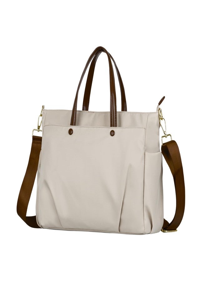 LATIQ MART Women's Office Essential Tote Bag With Double Handle Shoulder Strap, 15.6 Inch Laptop Compartment, Laptop Sleeve, Shoulder Work Handbag, Organizational Pockets For Girls (Sandy Beige) - Image 1