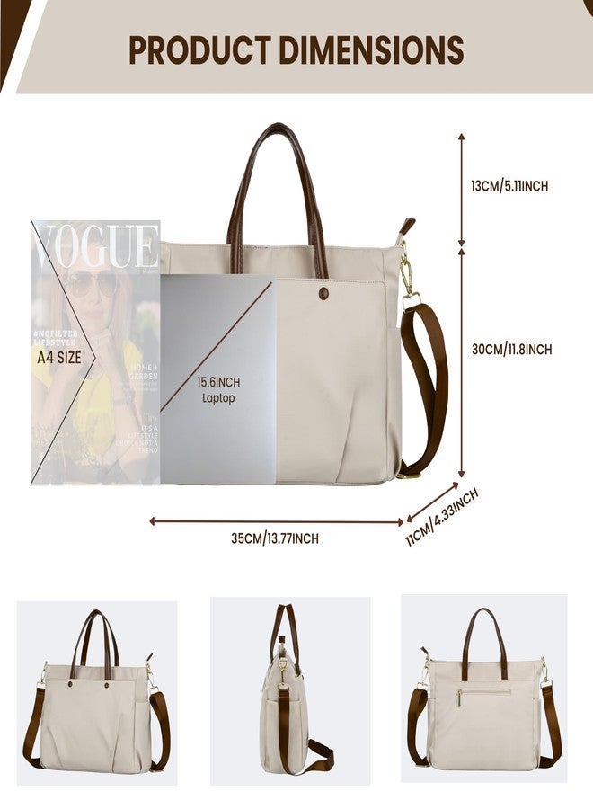 LATIQ MART Women's Office Essential Tote Bag With Double Handle Shoulder Strap, 15.6 Inch Laptop Compartment, Laptop Sleeve, Shoulder Work Handbag, Organizational Pockets For Girls (Sandy Beige) - Image 2