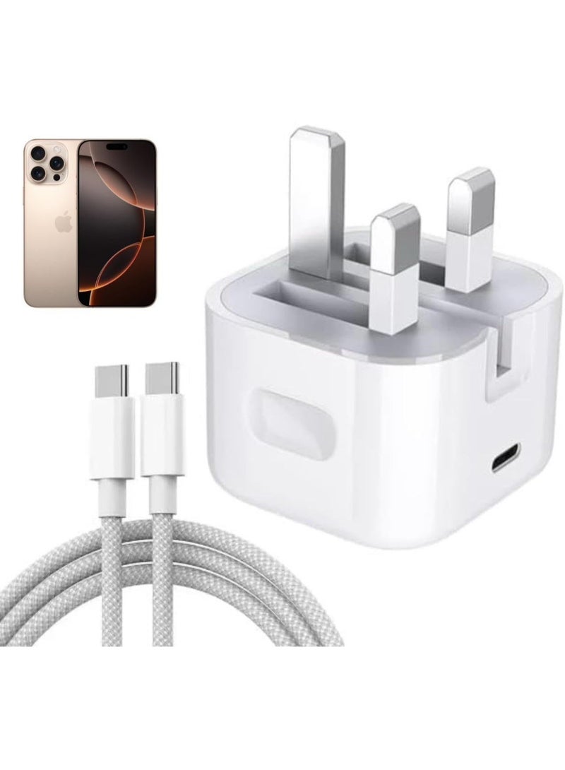 جون بولز شاحن سريع USB-C بقوة 35 واط لأجهزة iPhone، مع كابل USB-C إلى USB-C مجاني، يدعم الشحن السريع PD، متوافق مع iPhone 16 Pro و16 Pro Max وسلسلة iPhone 15 وأجهزة iPad والأجهزة المزودة بمنفذ USB-C. - Image 1