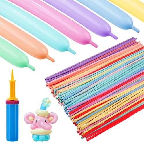 Apipi 100 Pcs 260Q Balloons Kit with Pump Kids Premium Latex Twisting Long Balloons to Make Animals Flowers Pastel Color Party Balloons for Boys Girls Christmas Birthday Gifts Clowns Wedding Decoration - Image 1
