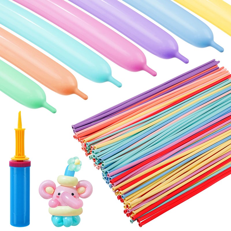 Apipi 100 Pcs 260Q Balloons Kit with Pump Kids Premium Latex Twisting Long Balloons to Make Animals Flowers Pastel Color Party Balloons for Boys Girls Christmas Birthday Gifts Clowns Wedding Decoration - Image 3