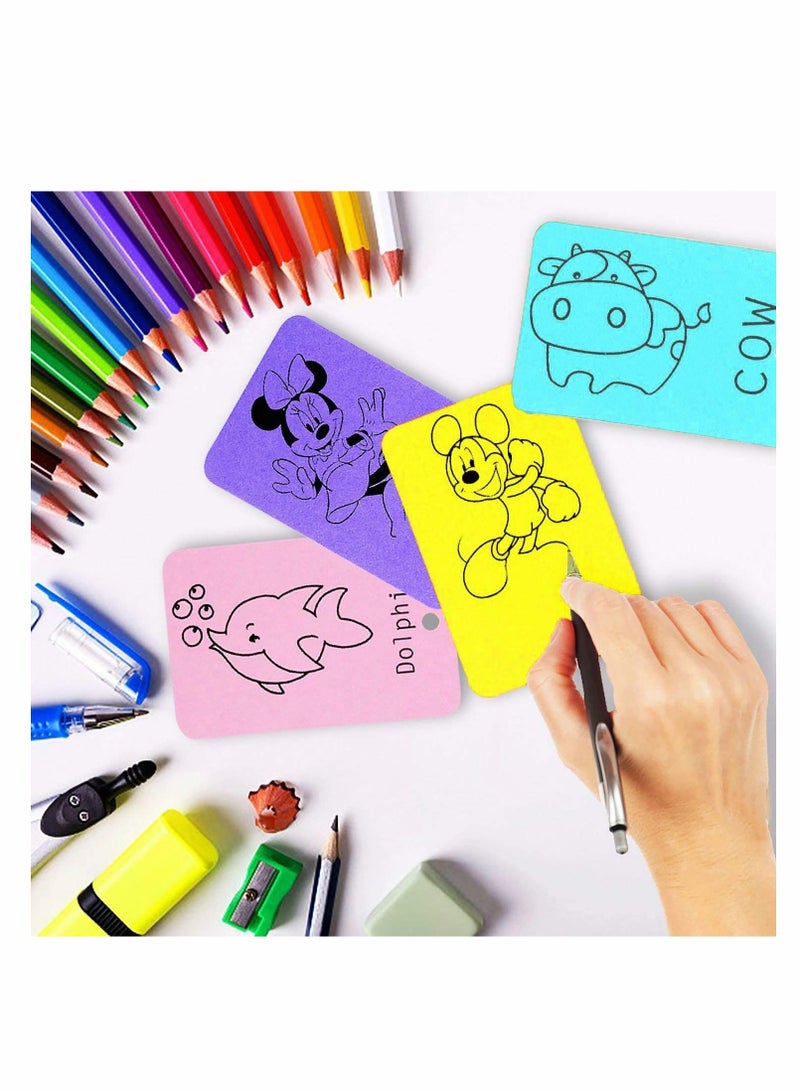 KASTWAVE Pack of 7 Binder Ring Easy Flip Flash Kraft Paper Study Cards, 350 Pieces Multicolor - Image 3