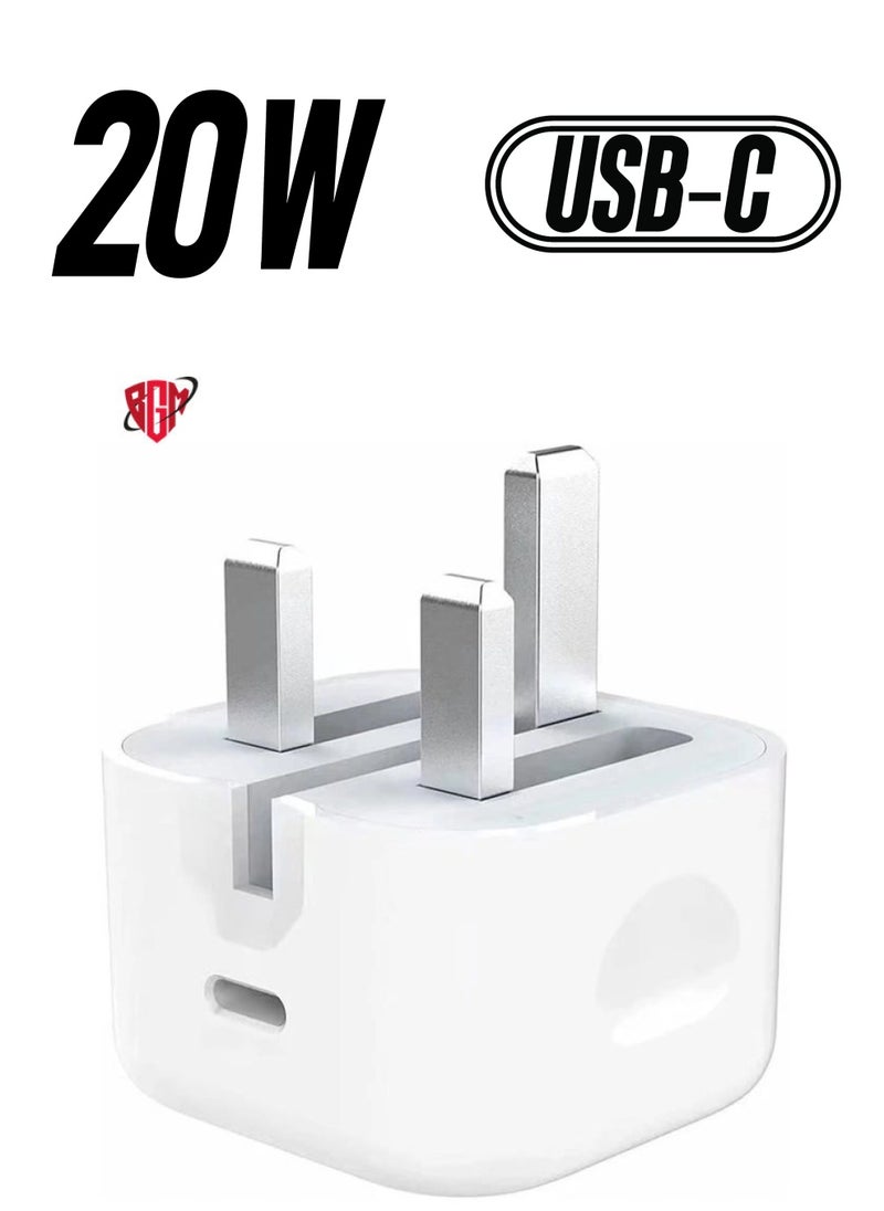 BGM - Type C Fast Charger PD 20W Power Adapter for iPhone 13 12 11 14 Series Plug PD Power Adapter Wall Plug Compatible with iPhone 14 13 13pro 12 Pro Max 12 Mini SE White - Image 1
