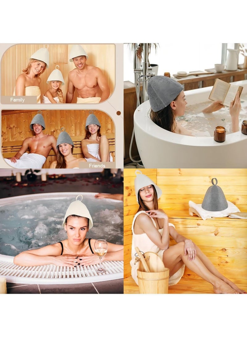 Sauna Hat Set, 2Pcs Felt Cap for Men and Women with Hanging Loop, Stylish Bathing Hat for Hair Protection, Water-Absorbent Spa Hat for Sauna Use - Image 2