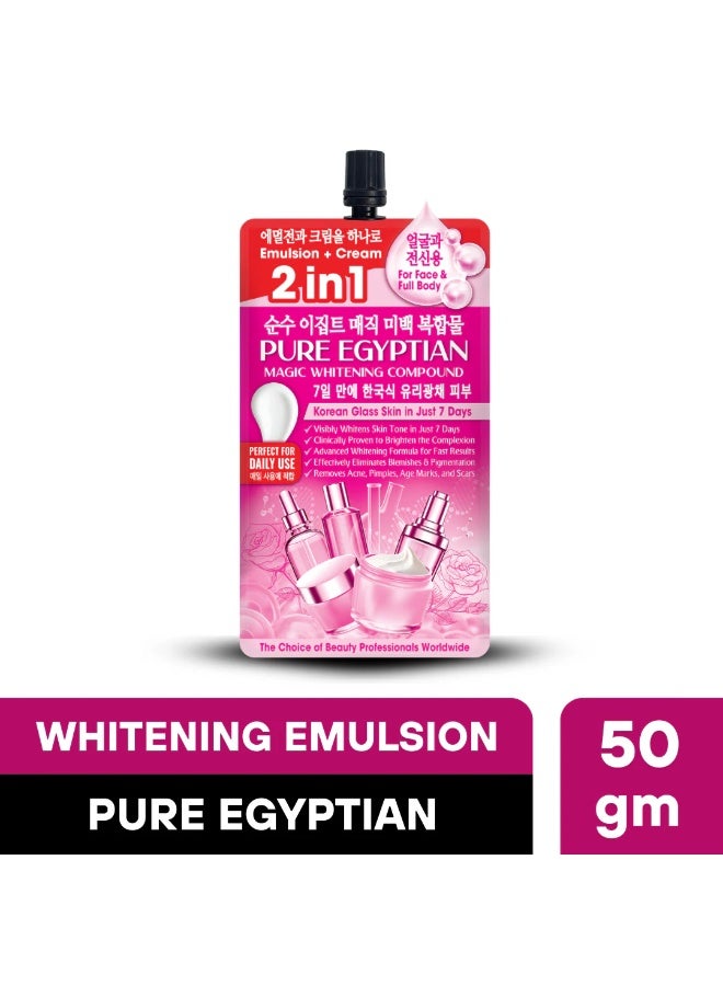 PURE EGYPTIAN Magic Whitening Compound 2 In 1 Emulsion + Cream 50g - Image 1