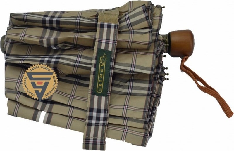 April A-228-L Special Mini Automatic 10 Wire Umbrella Beige  - Image 4