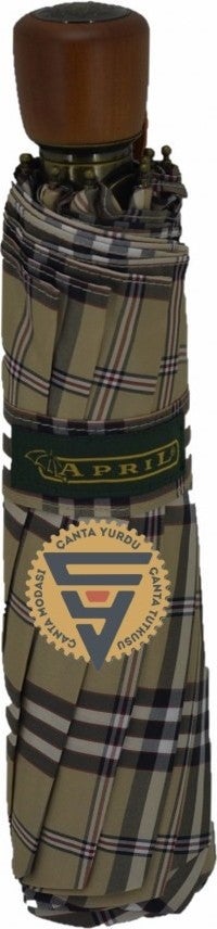 April A-228-L Special Mini Automatic 10 Wire Umbrella Beige  - Image 3