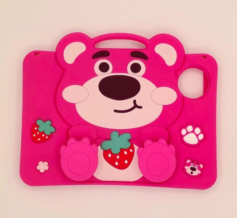Kids Case Compatible with Honor Pad X7 8.7in Shockproof Silicone Protective Cover with Stand, Shoulder Strap, Pink - Image 1