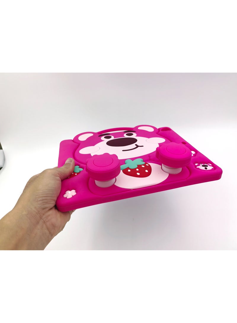 Kids Case Compatible with Honor Pad X7 8.7in Shockproof Silicone Protective Cover with Stand, Shoulder Strap, Pink - Image 2