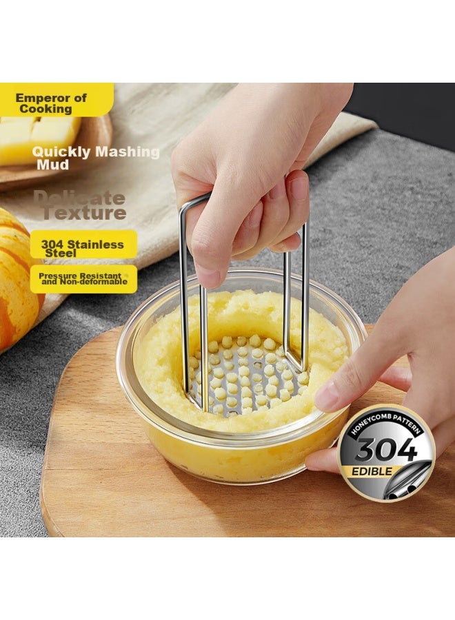 COOKER KING Chuidahuang Potato Masher, Full 304 Stainless Steel, Baby Food Tool, Grinder, Mashing Device - Image 1