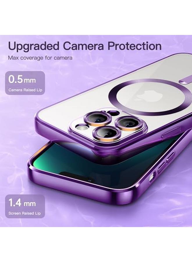 جي تيك جراب شفاف ناعم لهاتف Iphone 13 Pro مقاس 6.1 بوصة مع حماية كاملة لعدسة الكاميرا متوافق مع الشحن اللاسلكي Magsafe غطاء هاتف TPU مطلي بالكهرباء مقاوم للصدمات باللون الأرجواني - Image 4