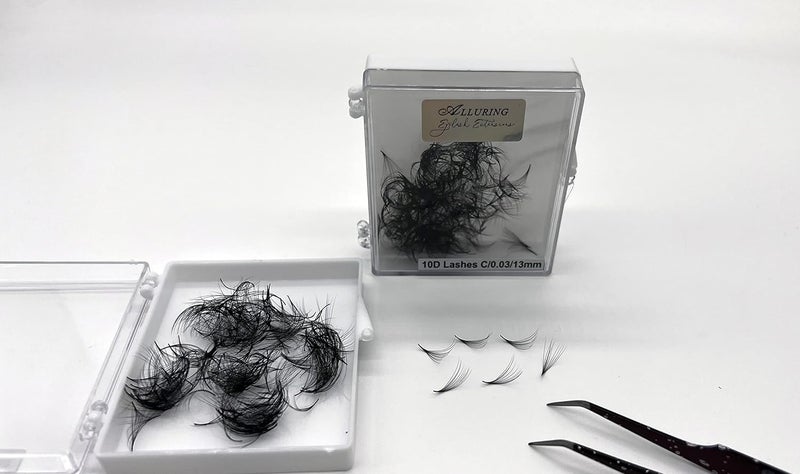 Alluring Loose 10D 8D Premade Lash Fans 0.03mm 0.05mm C or D Curl Eyelash Extensions - 500 fans (8D D Curl 0.03mm, 11mm)