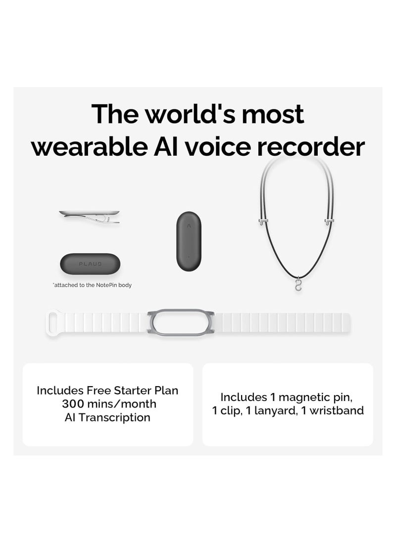 PLAUD - Plaud NotePin Wearable AI Voice Recorder, App Control, Transcribe & Summarize Empowered by ChatGPT (Bundle) - Image 1