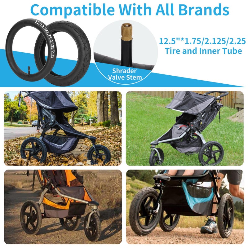 RUTU 1 Set Front 12 1/2 x 2 1/4 Tire (47-203) and Inner Tube for Kid Bicycle BoB Revolution SE/Pro/Flex and Duallie,Compatible with 3-Wheeler BOB Gear Jogging Troller Models - Image 5