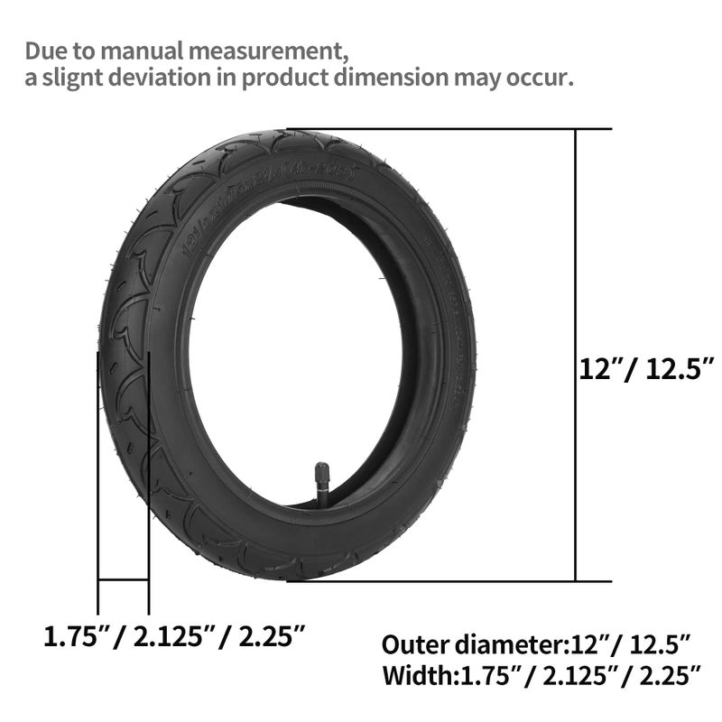 RUTU 1 Set Front 12 1/2 x 2 1/4 Tire (47-203) and Inner Tube for Kid Bicycle BoB Revolution SE/Pro/Flex and Duallie,Compatible with 3-Wheeler BOB Gear Jogging Troller Models - Image 2