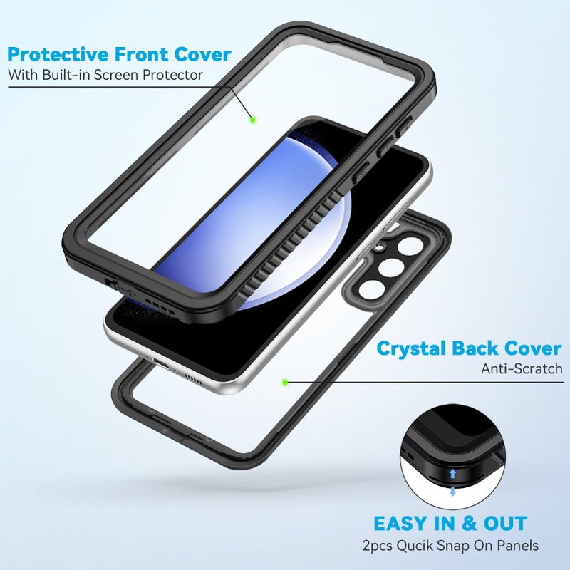 Lanhiem for Samsung Galaxy S23 FE Case, IP68 Waterproof Dustproof with Built-in Screen Protector, Heavy Duty Full Body Protective Phone Case for Galaxy S23 FE 5G, Black - Image 4