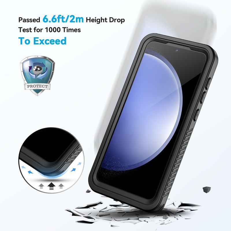 Lanhiem for Samsung Galaxy S23 FE Case, IP68 Waterproof Dustproof with Built-in Screen Protector, Heavy Duty Full Body Protective Phone Case for Galaxy S23 FE 5G, Black - Image 2