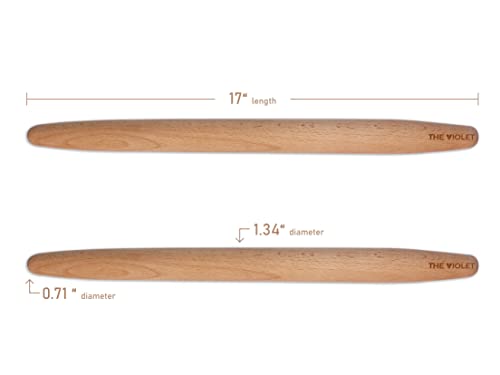 THE VIOLET Wooden French Rolling Pins for Baking, Fondant, Pasta, Dough, Pastry, Pizza, Cookies, Wood Rolling Pin, 17" Tapered Design - Essential Kitchen Tools (French 17 Inch) - Image 2