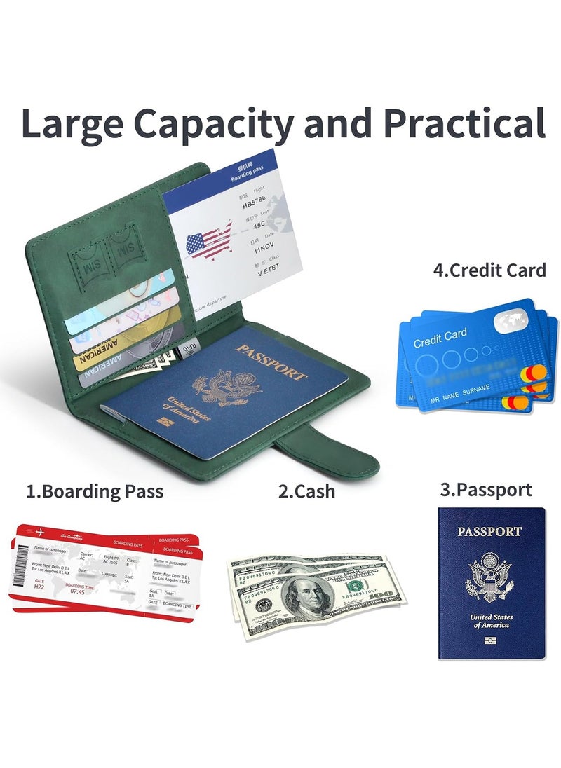 Beauenty Passport Holder for Travel Essentials, Passport Wallet Cover Case for Travel Must Haves Accessories,Passport Book Holders for Women and Men Green  - Image 3