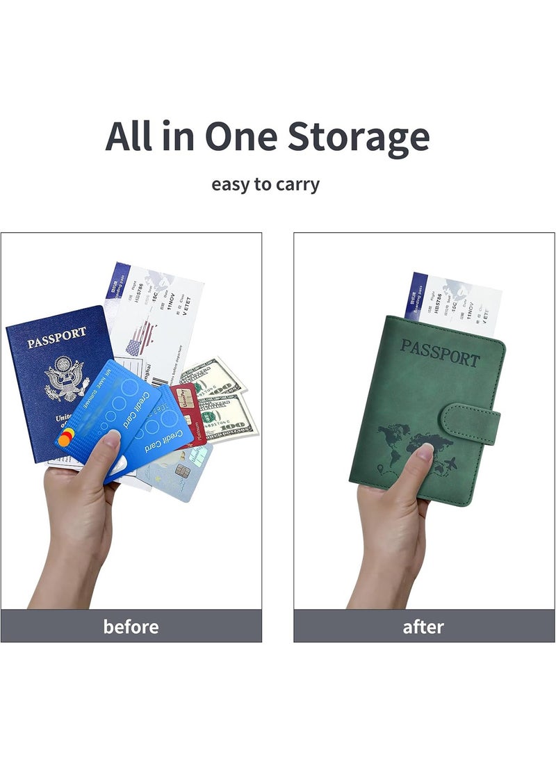Beauenty Passport Holder for Travel Essentials, Passport Wallet Cover Case for Travel Must Haves Accessories,Passport Book Holders for Women and Men Green  - Image 5