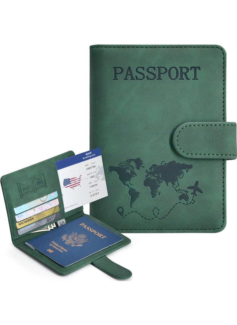 Beauenty Passport Holder for Travel Essentials, Passport Wallet Cover Case for Travel Must Haves Accessories,Passport Book Holders for Women and Men Green  - Image 2