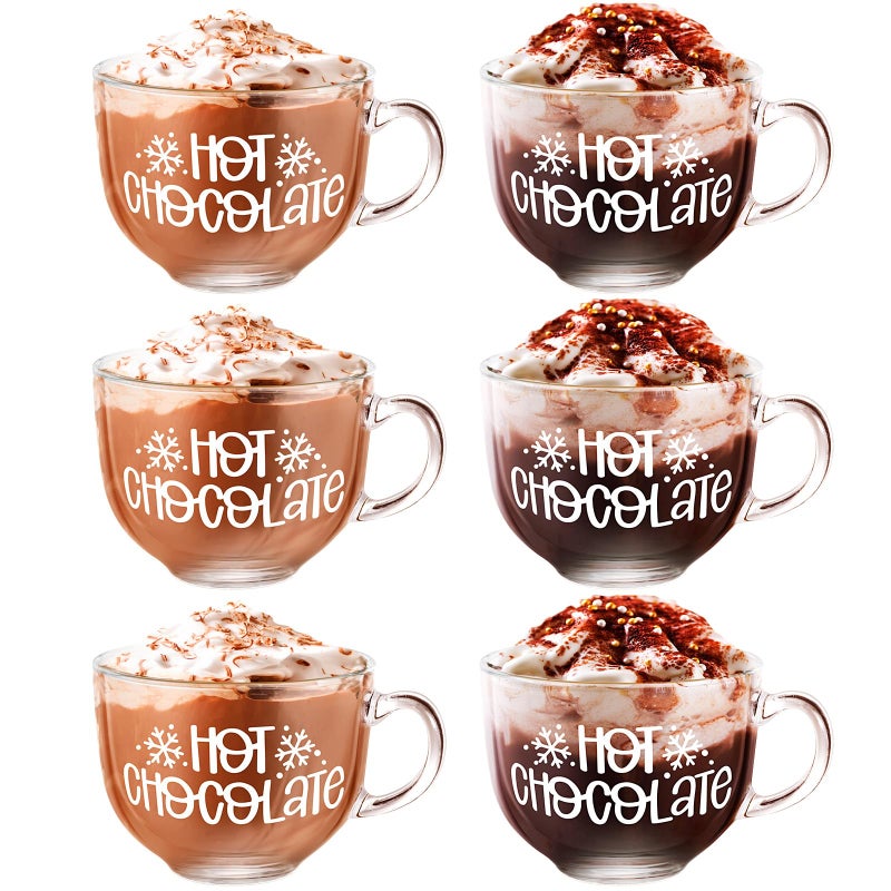 Sliner 6 Pcs Valentines Day Candy Heart Glass Coffee Mugs with Handle, 16 oz Clear Love Conversation Coffee Mugs Irish Glasses Cups for Valentine Gifts Beverages Latte Hot Chocolate(Conversation) - Image 1
