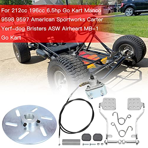 GREHUA Go Kart Brake Kit Compatible with Manco 9598 9597 Carter Yerf Dog, Mechanical Disc Brake Caliper with Go Cart Pedal kit for Predator 212 196cc 6.5hp Go Kart Parts with Bracket - Image 5