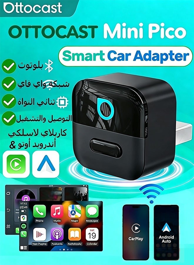 Ottocast Mini Wireless CarPlay Adapter for iPhone & Android Auto CarPlay Adapter Fast Auto-Reconnect, Works with Factory Wired CarPlay Cars Wireless Apple Car Play, Low Latency,WiFi 6 + Bluetooth 5.4, Plug & Play,Fits 98%+ OEM Wired CarPlay Cars - Image 1