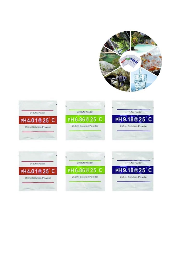 6 Pack pH Meter Buffer Solution  Powder for Precisely Calibrate pH Meter, Powder 6.86/4.01/9.18 pH Calibration Meter pH Meter recalibration Buffer Powders Each Pack Makes 250ml of Buffering Solution - Image 1