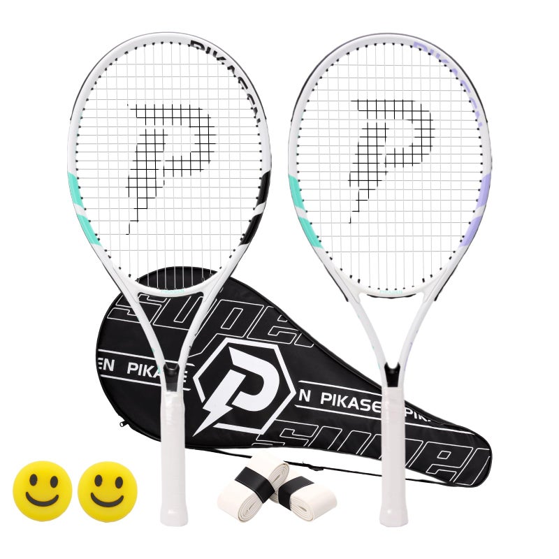 PIKASEN 27 Inch Tennis Rackets for Adult Recreational 2 Players Tennis Rackets Set with 2 Overgrips and 1 Tennis Bag. Perfect for Beginners and Students Training - Image 1