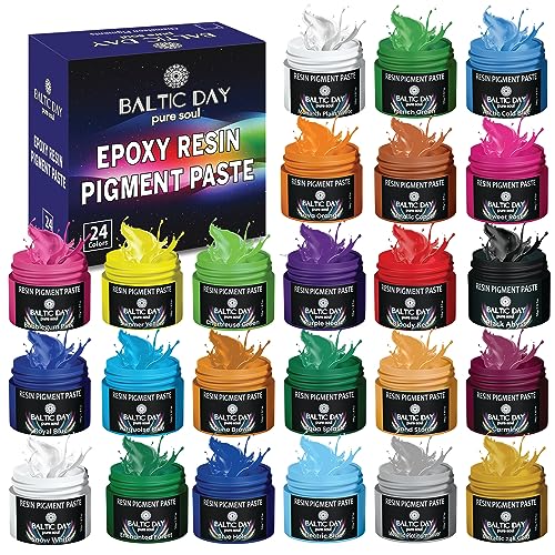 BALTIC DAY 24 Pigment Pastes for Epoxy Resin Jars Set - Opaque Resin Pigment - Solid Epoxy Resin Dye - Mica Powder Paste - Epoxy Color - Image 1