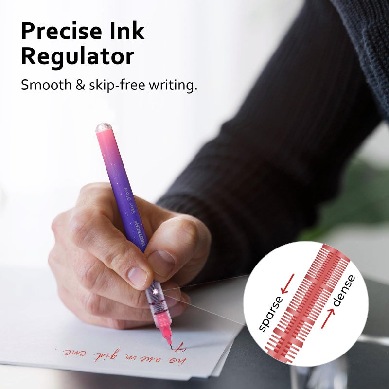 WRITECH Liquid Ink Rollerball Pens: 8ct Assorted Colors Fine Point Tip 0.7mm Roller Ball Rolling Pen for Smooth Writing Coloring Drawing Journaling No Bleed & Smear &Smudge Multi Colored - Image 3