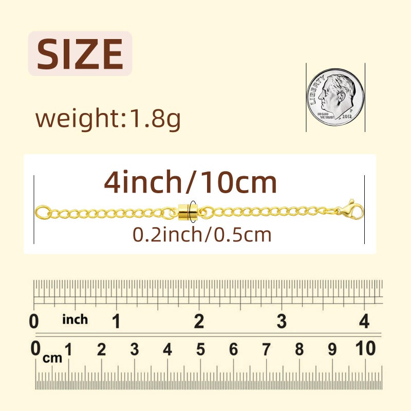 Qulltk Magnetic Necklace Extender Silver and 14K Gold Adjustable Chain Extenders for Necklaces,Magnetic Jewelry Clasps and Closures for Women - Image 2