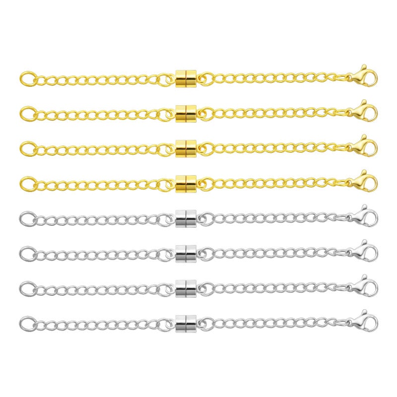 Qulltk Magnetic Necklace Extender Silver and 14K Gold Adjustable Chain Extenders for Necklaces,Magnetic Jewelry Clasps and Closures for Women - Image 1