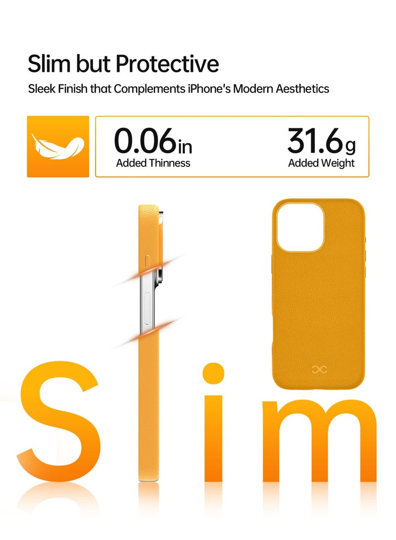 INFINYTY iPhone 16 Pro Max Leather Case - Vogue (Honey), MagSafe Compatible, Elegant Metal Frame Accents, Sleek Finish, Mil. Grade Drop-Tested, Precision Fit for a Refined & Premium Look - Image 3