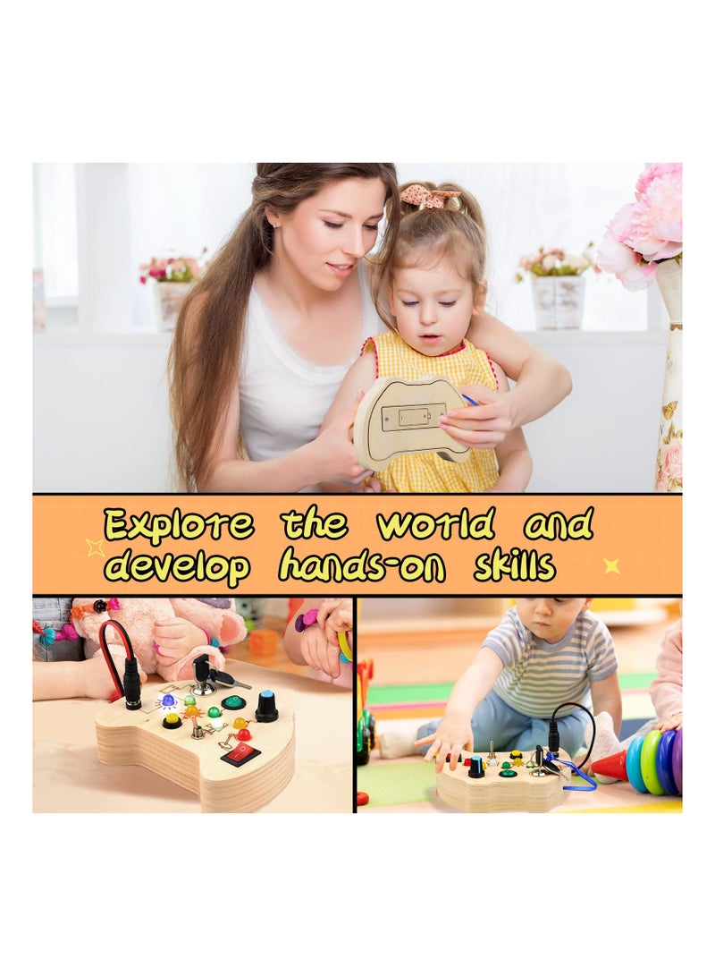 SYOSI Busy Board with LED Light Toys for Toddlers, Montessori Toys with Toggle Switch, Sensory Toys for Toddlers 1-3, Travel Toys for Educational Toddler Activities for 1 2 3 4 Year Old Boys & Girls - Image 5
