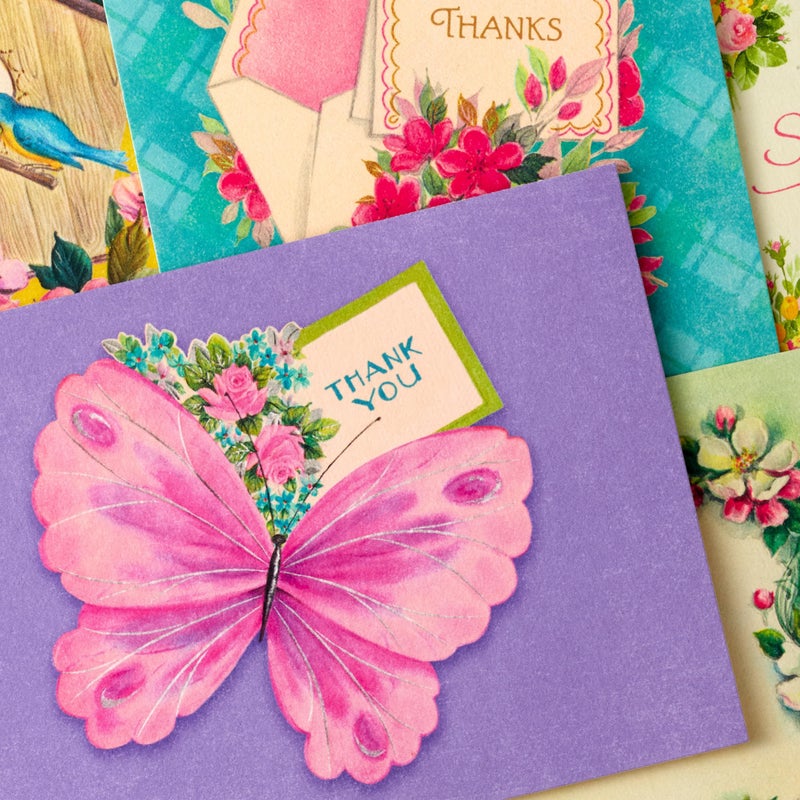 Hallmark Vintage Thank You Note Assortment (48 Blank Cards with Envelopes) Butterfly, Flowers, Birdhouse - Image 5