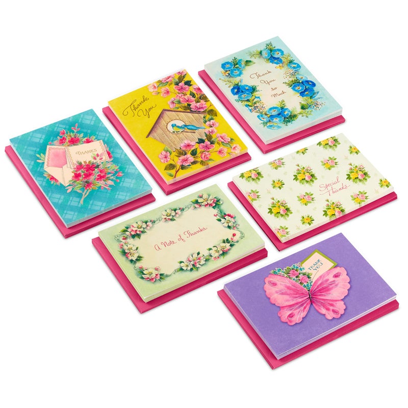 Hallmark Vintage Thank You Note Assortment (48 Blank Cards with Envelopes) Butterfly, Flowers, Birdhouse - Image 4
