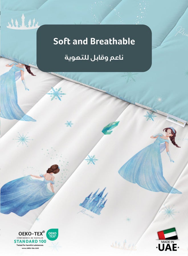 Cotton home طقم لحاف أطفال مكون من 3 قطع من القطن الفاخر يشمل، 1 قطعة لحاف 135x220 سم، 1 قطعة ملاءة مشدودة 90x200 سم، و1 قطعة غطاء وسادة 50x75+5 سم، أميرة الثلج - Image 3