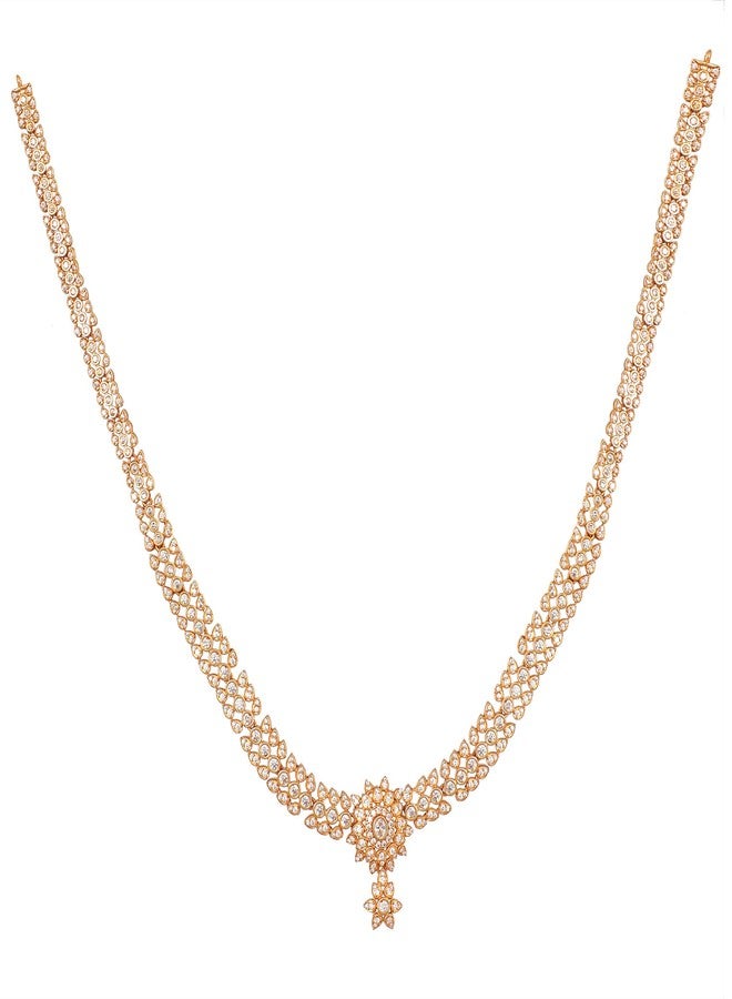TARINIKA Gold Plated Brass Antique Long Necklace Set with Jhumki Earrings, Cubic Zirconia Stones, Traditional Indian Jewelry for Women Pearl Fashion Temple Jewellery (Neeta Antique(White)) - Image 2