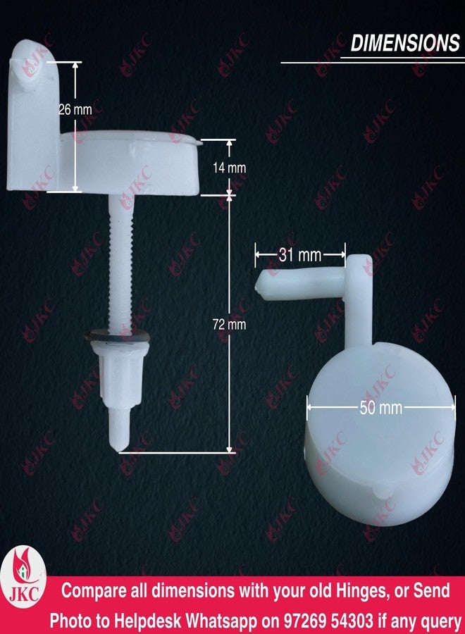 JKC Plastic White Commode Seat Cover Hinges, Toilet Seat Screw Compatible with Hindwar Toilet Seat Cover Hinges - 1 Pair (Left & Right) - Image 2