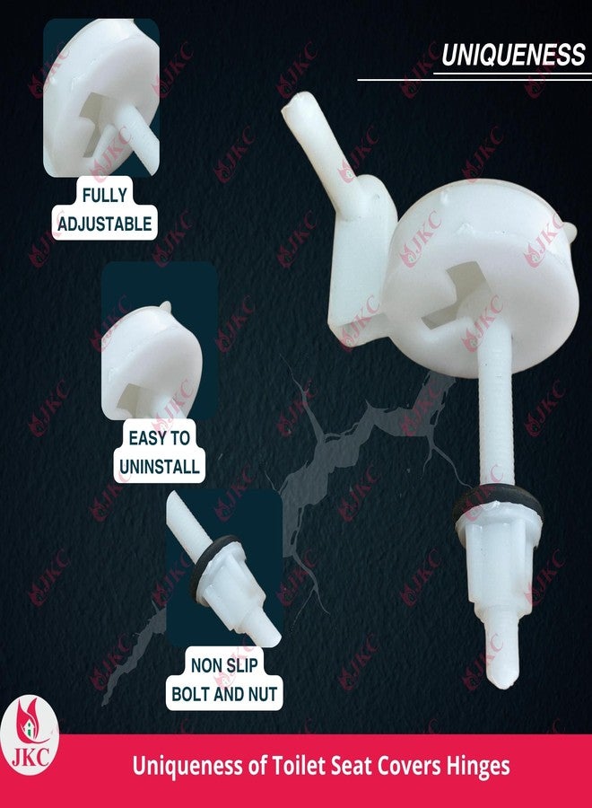 JKC Plastic White Commode Seat Cover Hinges, Toilet Seat Screw Compatible with Hindwar Toilet Seat Cover Hinges - 1 Pair (Left & Right) - Image 5