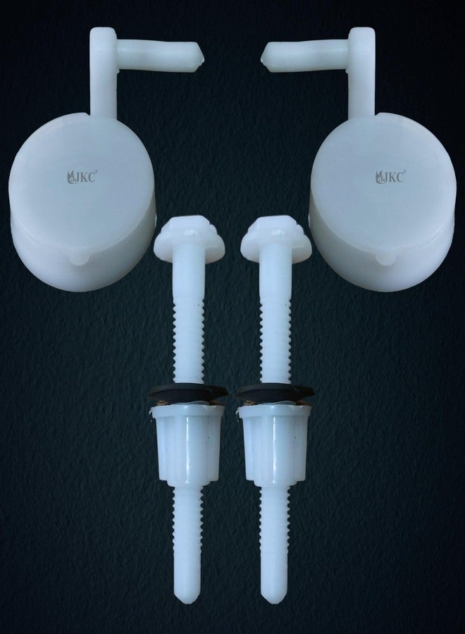 JKC Plastic White Commode Seat Cover Hinges, Toilet Seat Screw Compatible with Hindwar Toilet Seat Cover Hinges - 1 Pair (Left & Right) - Image 1