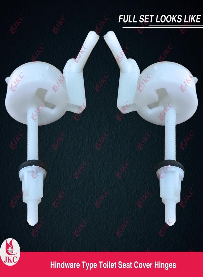 JKC Plastic White Commode Seat Cover Hinges, Toilet Seat Screw Compatible with Hindwar Toilet Seat Cover Hinges - 1 Pair (Left & Right) - Image 3
